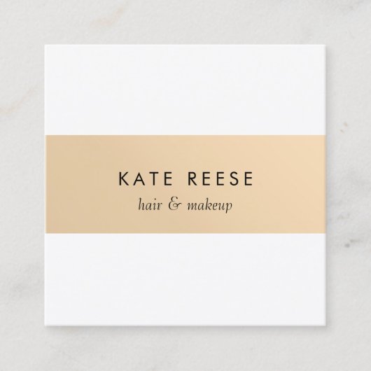 Carte De Visite Carré Élégant élégant blanc moderne Rose or rayé (Devant)