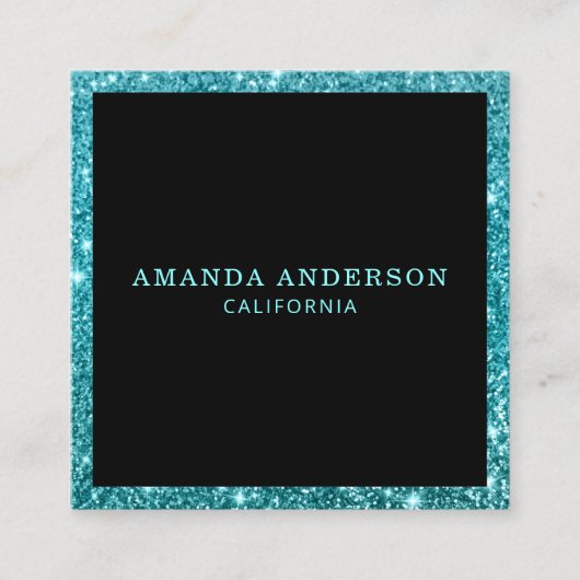 Carte De Visite Carré Élégant élégant Turquoise Parties scintillant Cart (Devant)