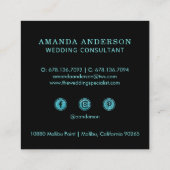 Carte De Visite Carré Élégant élégant Turquoise Parties scintillant Cart (Dos)