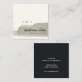 CARTE DE VISITE CARRÉ ÉLÉGANT FAUX ARGENT BLACK BRUSH STROKE CALLIGRAPHI (Devant / Derrière)
