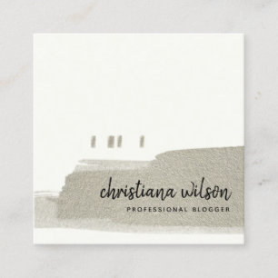 CARTE DE VISITE CARRÉ ÉLÉGANT FAUX ARGENT BLACK BRUSH STROKE CALLIGRAPHI