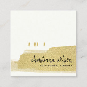 CARTE DE VISITE CARRÉ ÉLÉGANT FAUX GOLD BLACK BRUSH CALLIGRAPHIE S