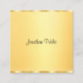 Carte De Visite Carré Elégant Faux Gold Moderne manuscrit Script tendanc (Devant)