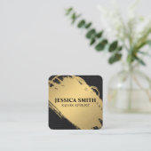 Carte De Visite Carré Elégant Faux métal or et cuir (Debout devant)