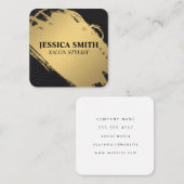 Carte De Visite Carré Elégant Faux métal or et cuir (Devant / Derrière)