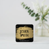 Carte De Visite Carré Elégant Faux métal or et noir (Debout devant)