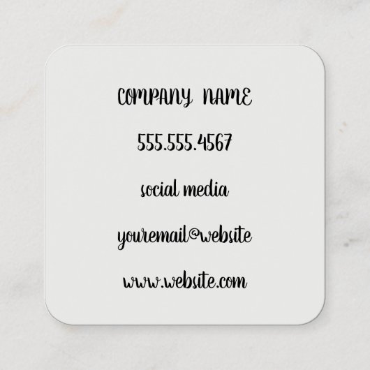 Carte De Visite Carré Elégant Faux métal or et noir (Dos)