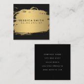 Carte De Visite Carré Elégant Faux métal or et noir (Devant / Derrière)