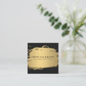 Carte De Visite Carré Elégant Faux métal or et noir (Debout devant)