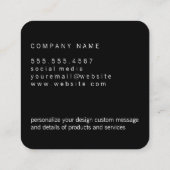 Carte De Visite Carré Elégant Faux Metallic Argent et Motif (Dos)