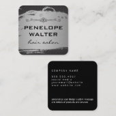 Carte De Visite Carré Elégant Faux Metallic Argent et Motif (Devant / Derrière)