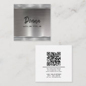 Carte De Visite Carré Elégant Faux Silver Moderne chic typographie scrip (Devant / Derrière)