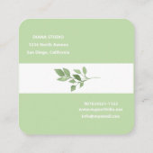 Carte De Visite Carré Élégant Feuilles verts modernes aux arêtes arrondi (Dos)