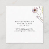 Carte De Visite Carré Élégant Fleur sauvage d'or rose (Dos)