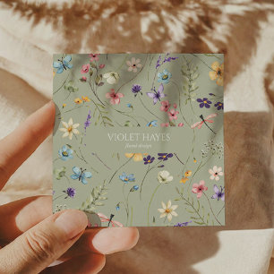 Carte De Visite Carré Élégant Fleur sauvage Fleur sauvage Floral Custom