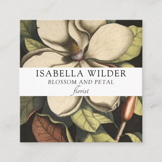 Carte De Visite Carré Élégant fleuriste (Devant)