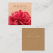 Carte De Visite Carré Élégant fleuriste or et rose (Devant / Derrière)