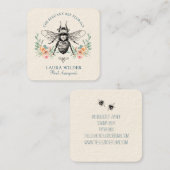 Carte De Visite Carré Élégant fleuriste rose vert d'abeille (Devant / Derrière)