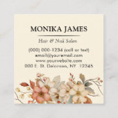 Carte De Visite Carré Élégant Fleurs sauvages d'aquarelle de crème (Dos)