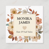 Carte De Visite Carré Élégant Fleurs sauvages d'aquarelle de crème (Devant)