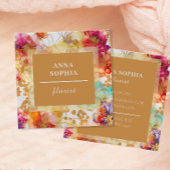 Carte De Visite Carré Élégant floral Abstrait