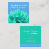 Carte De Visite Carré Élégant floral de menthe bleue (Devant / Derrière)