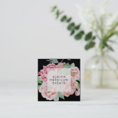 Carte De Visite Carré Élégant floral noir (Debout devant)