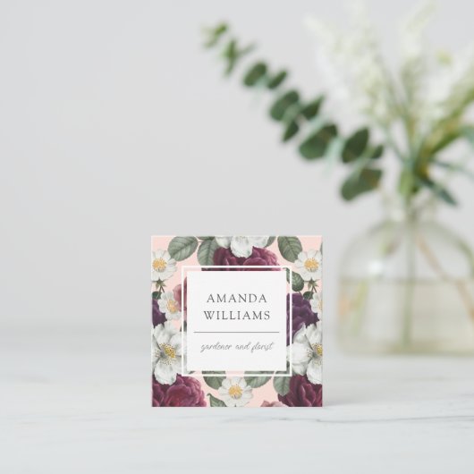 Carte De Visite Carré Élégant Floral Rustique Boho élégant (Debout devant)