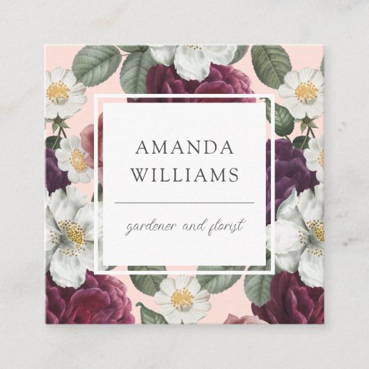 Carte De Visite Carré Élégant Floral Rustique Boho élégant (Devant)