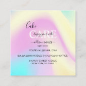 Carte De Visite Carré Élégant Glam Iridescente Sparkle Cake Care (Dos)