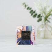 Carte De Visite Carré Elégant Glam Liquid Marbre Bleu pourpre Or (Debout devant)