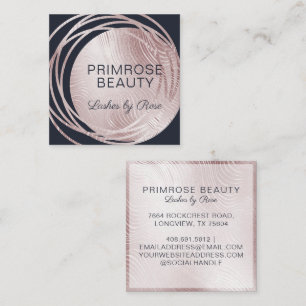 Carte De Visite Carré Elégant Glam Rose Gold & Navy Luxe Abstrait