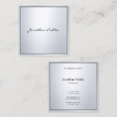 Carte De Visite Carré Élégant Glamor Argent Professionnel Moderne Plain (Devant / Derrière)