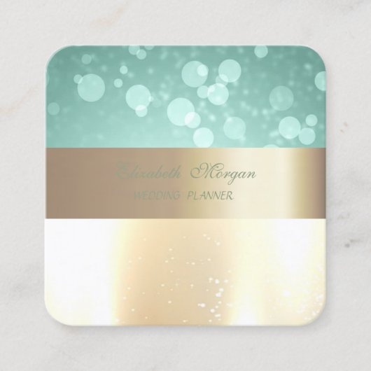 Carte De Visite Carré Élégant Glamorouse moderne, Faux Gold, Bokeh (Devant)