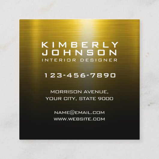 Carte De Visite Carré Elegant Gold and Black Business Card Design (Dos)