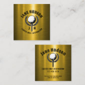 Carte De Visite Carré Elégant Gold Custom Golf Monogramme Design (Devant / Derrière)