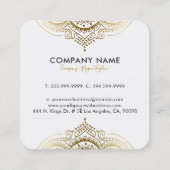 Carte De Visite Carré Elégant Gold Paisley Mandala (Dos)
