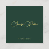 Carte De Visite Carré Elegant Green And Gold Text Script Premium Silk (Devant)