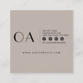 Carte De Visite Carré Elégant gris Neutre Boho Chic Moderne tendance (Dos)