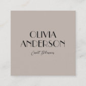 Carte De Visite Carré Elégant gris Neutre Boho Chic Moderne tendance (Devant)