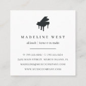 Carte De Visite Carré Élégant instructeur de piano Gold (Dos)