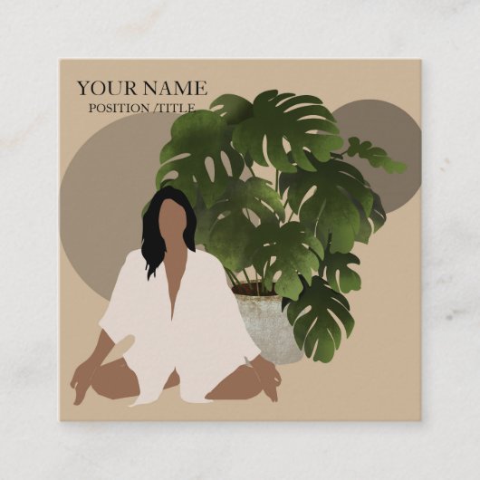 Carte De Visite Carré Élégant instructeur de yoga (Devant)