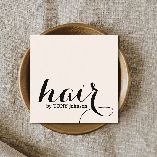 Carte De Visite Carré Elégant Jaune clair Noir Cheveux Gras