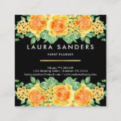 Carte De Visite Carré Élégant Jaune Orange Rose Flower Planificateur d'é (Dos)