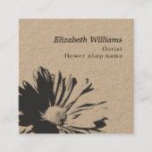 Carte De Visite Carré Elegant Kraft Dark Floral Pattern Florist QR code (Devant)