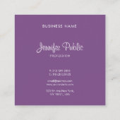 Carte De Visite Carré Elégant Libre Script Moderne Purple Chic (Dos)