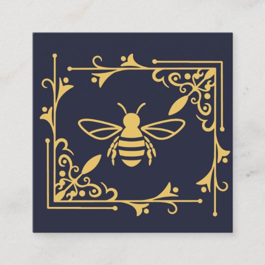 Carte De Visite Carré Élégant logo abeille apiculture Marine bleu (Devant)