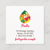 Carte De Visite Carré Élégant logo Fruity ・ Forme de goutte ・ Fruits col (Dos)