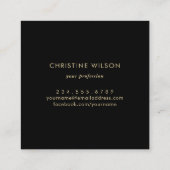 Carte De Visite Carré élégant logo papillon sur noir (Dos)