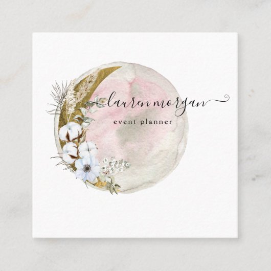 Carte De Visite Carré Élégant lune mystique bohémienne (Devant)